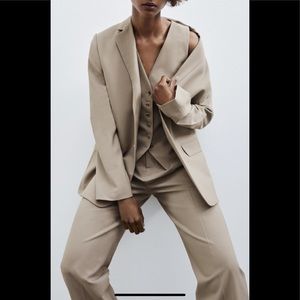 Zara Suit 3 pc Blazer Vest Pant Set Limited Edition